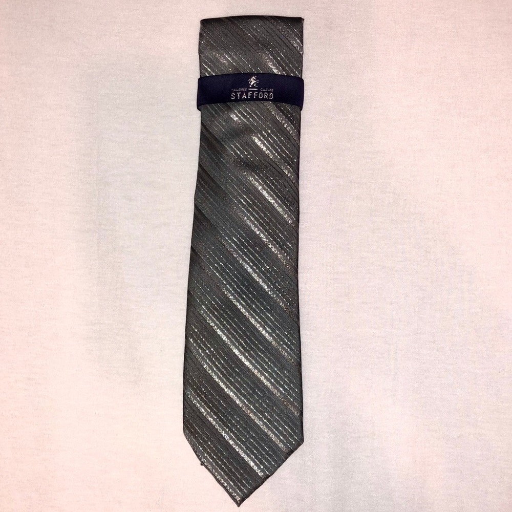 Stafford Madison Stripe Silver Tie
